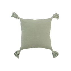 Coussin carré avec pompons en coton menthe 45x45cm