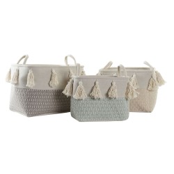 Set de basket DKD Home Decor Polyester Frange (40 x 30 x 30 cm)