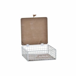 Boîte Décorative DKD Home Decor Métal Bois Marron Aluminium Blanc 16 x 16 x 6 cm