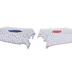 Service de linge de table DKD Home Decor 150 x 150 x 0,5 cm Rouge Bleu Blanc (2 Unités)