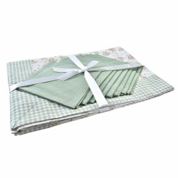 Set de mantelería DKD Home Decor Flores 150 x 250 x 0,5 cm Verde