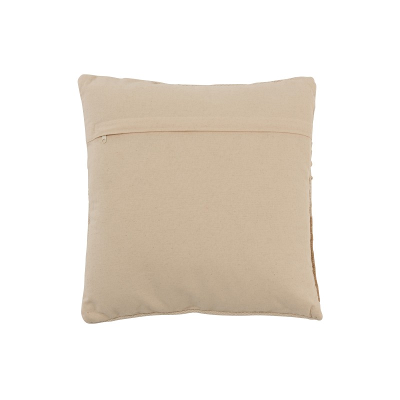 Cuscino quadrato con frange in cotone beige 44x44cm Cuscino quadrato con frange in cotone beige 44x44cm
