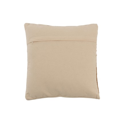 Coussin carré avec franges en coton beige 44x44cm