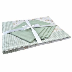 Service de linge de table DKD Home Decor Fleurs 150 x 150 x 0,5 cm Vert