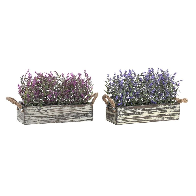 Plante décorative DKD Home Decor Bois Lila Fuchsia PE (30 x 12 x 21 cm) (2 Unités)