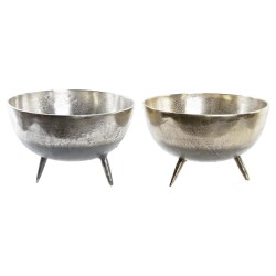 Centre de Table DKD Home Decor Argenté Doré Aluminium Moderne (31 x 31 x 19,5 cm) (2 Unités)