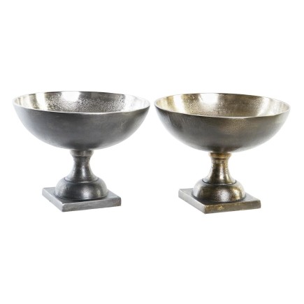 Centre de Table DKD Home Decor Argenté Doré Aluminium Moderne (25 x 25 x 19 cm) (2 Unités)