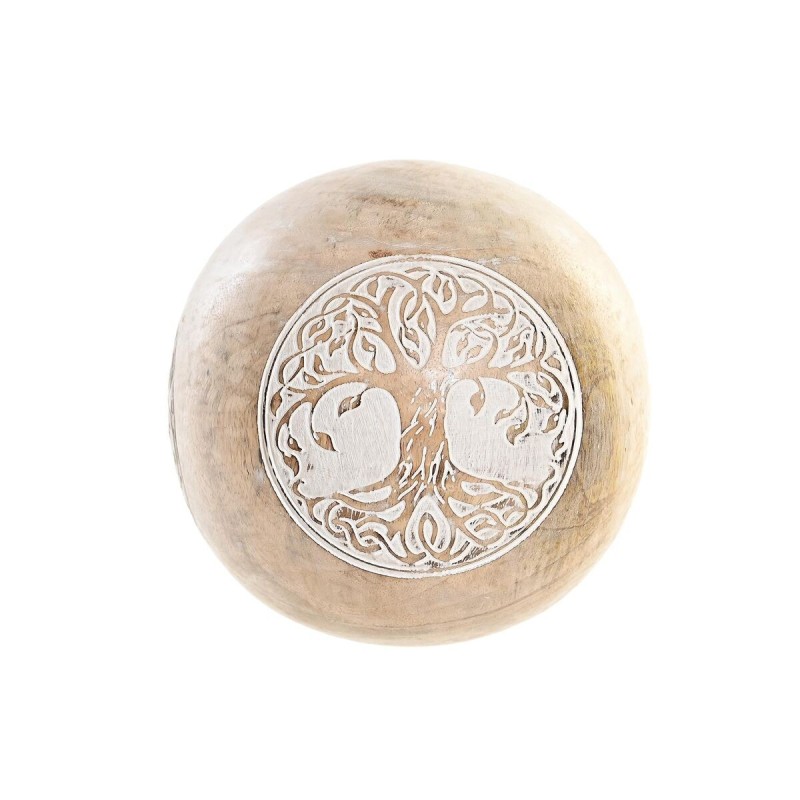 Figurine Décorative DKD Home Decor Naturel Arbre Hibou 13 x 13 x 13 cm Blanc Décapé