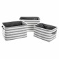 Set de basket DKD Home Decor Gris Rayures Coton (42 x 32 x 25 cm) (3 Pièces)