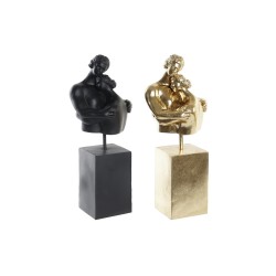 Figurine Décorative DKD Home Decor Couple Noir Doré Métal Résine (15,5 x 13,5 x 37,5 cm) (2 Unités)