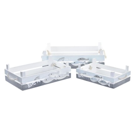 Set de boîtes décoratives DKD Home Decor Bois Spirales méditerranéen (42 x 29 x 12 cm)