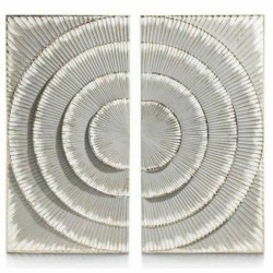 Décoration murale DKD Home Decor 2 Pièces Argenté Gris Moderne Cercles Bois MDF (90 x 2 x 90 cm)