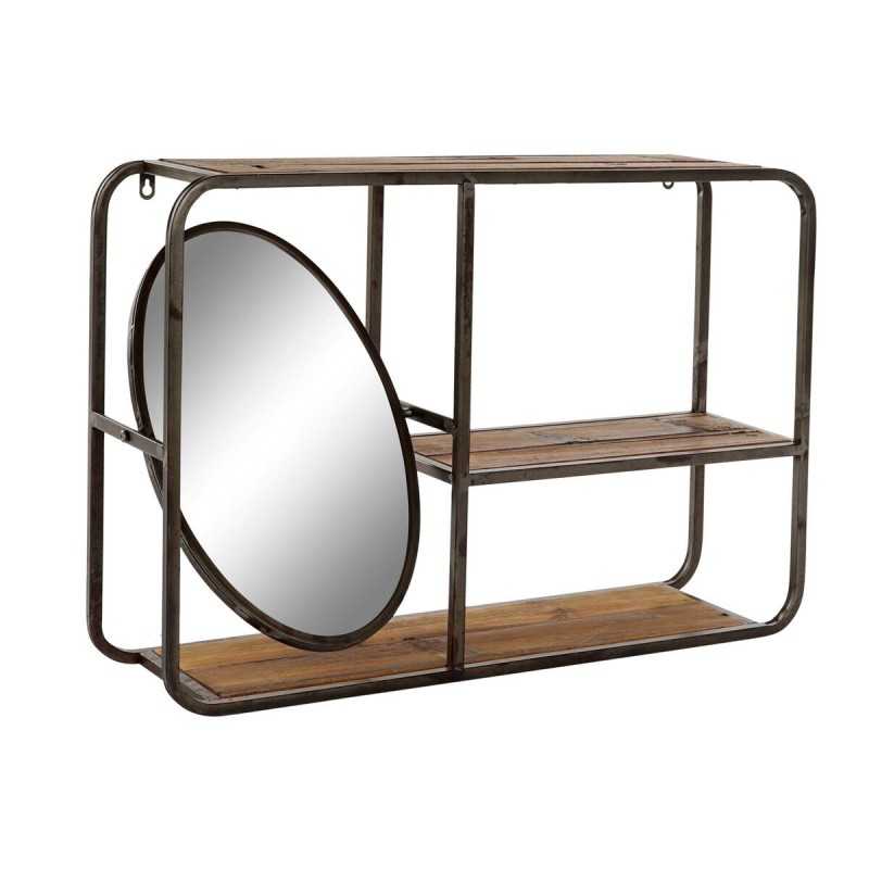 Étagère DKD Home Decor 73 x 19 x 50 cm Miroir Noir Métal Bois Brun foncé