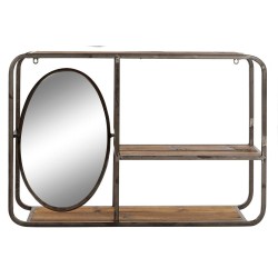 Étagère DKD Home Decor 73 x 19 x 50 cm Miroir Noir Métal Bois Brun foncé
