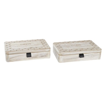 Boîte Décorative DKD Home Decor Naturel Bois MDF (28 x 18 x 6,5 cm) (2 Unités)