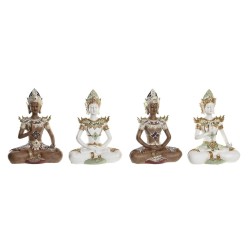 Figurine Décorative DKD Home Decor Marron Buda Blanc Résine Oriental (20,5 x 10,5 x 28,5 cm) (4 Unités)