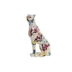 Figurine Décorative DKD Home Decor 16 x 8 x 25 cm Blanc Léopard Multicouleur Moderne