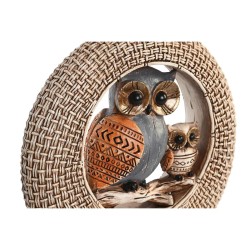 Figurine Décorative DKD Home Decor Beige Hibou Bleu Métal Résine (16,5 x 6 x 25,5 cm) (2 Unités)