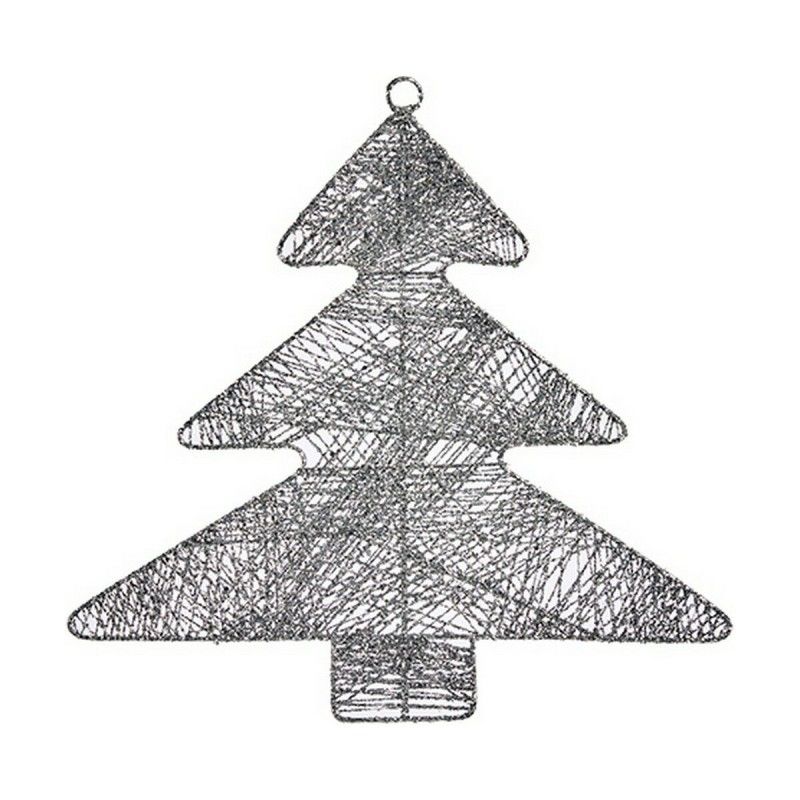 Décorations de Noël Argenté Sapin de Noël 36,7 x 0,2 x 37,5 cm Métal Plastique