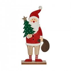 Figurine Décorative Père Noël 5 x 30 x 15 cm Rouge Bois Marron Blanc Vert