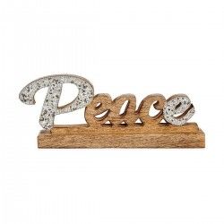 Figura Decorativa Peace Purpurina 6 x 13 x 31 cm Plateado Madera