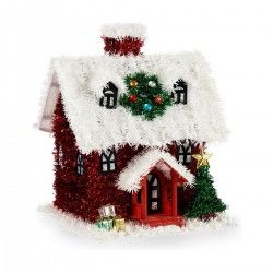 Figurine Décorative Noël guirlande Maison 19 x 24,5 x 19 cm Rouge Blanc Vert Plastique polypropylène