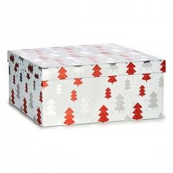 Set de boîtes décoratives Sapin de Noël Noël 10 Pièces Rouge Argenté Blanc Carton