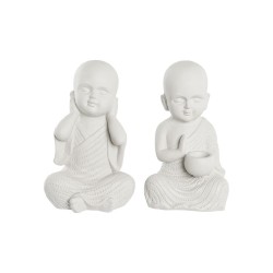 Figurine Décorative DKD Home Decor Finition vieillie Blanc Moine Oriental Magnésium (25,5 x 19 x 39 cm) (2 Unités)