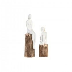 Figurine Décorative DKD Home Decor Femme Marron Blanc Résine Bois de manguier Urbaine (2 Unités)