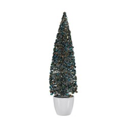 Sapin de Noël Grand 10 x 38 x 10 cm Bleu Doré Plastique