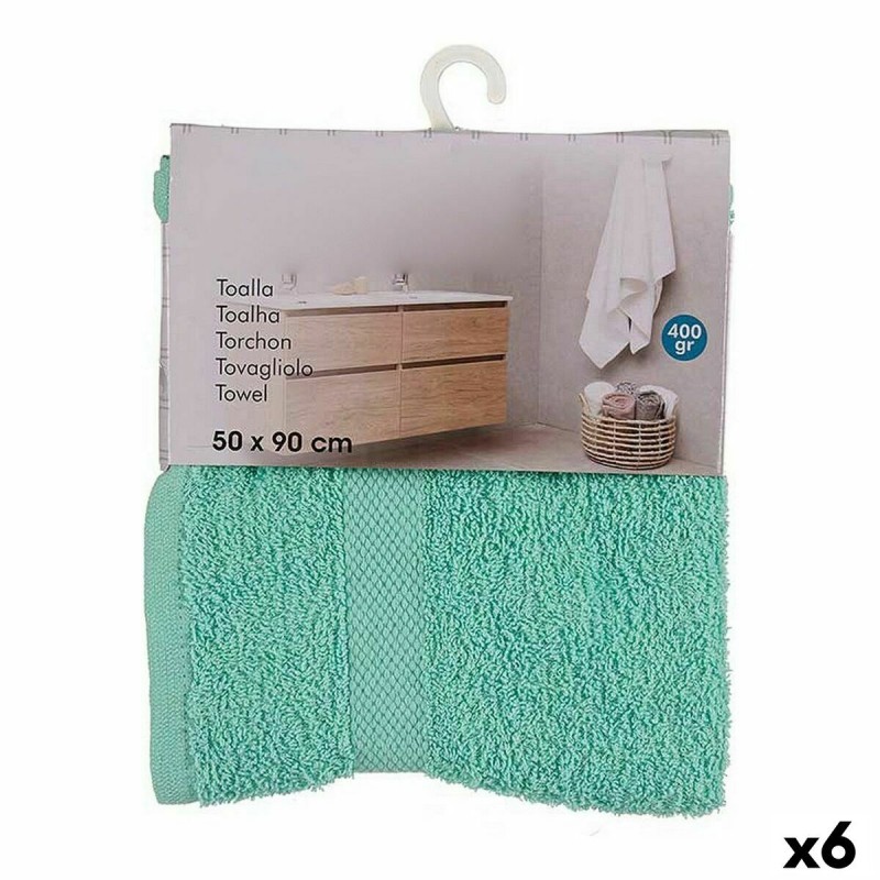 Serviette de toilette 50 x 90 cm Turquoise (6 Unités)