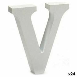 Letra V 2 x 11 cm Madera Blanco (24 Unidades)