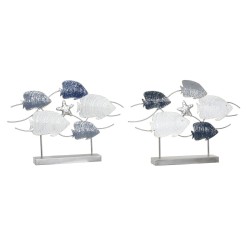 Figurine Décorative DKD Home Decor Gris Bleu Métal Blanc Spirales (63 x 9 x 44 cm) (2 Unités)