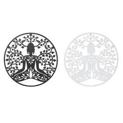 Décoration murale DKD Home Decor Noir Métal Buda Blanc Oriental (100 x 1 x 100 cm) (2 Unités)