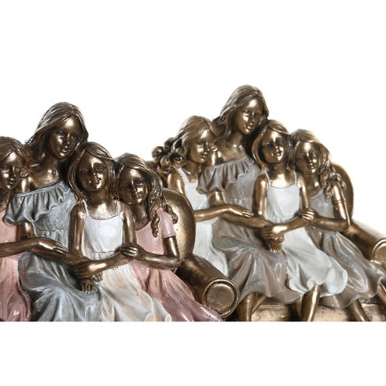 Figurine Décorative DKD Home Decor Rose Doré Blanc Résine Moderne (17 x 10,5 x 15,5 cm) (2 Unités)