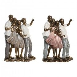 Figurine Décorative DKD Home Decor Rose Doré Blanc Résine Moderne Famille (18 x 10 x 25 cm) (2 Unités)