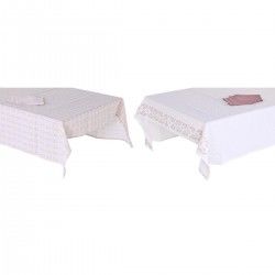 Nappe et serviettes de table DKD Home Decor Rose Blanc (150 x 250 x 0,5 cm) (2 Unités)