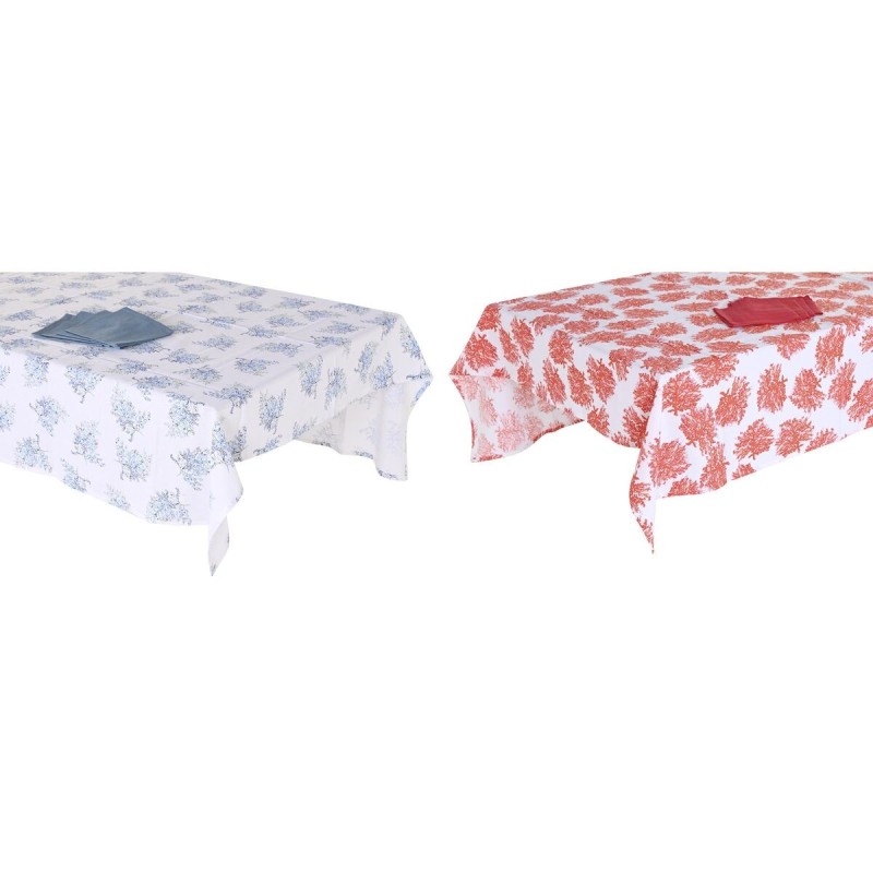 Nappe et serviettes de table DKD Home Decor Bleu Fuchsia Blanc (150 x 250 x 0,5 cm) (2 Unités)