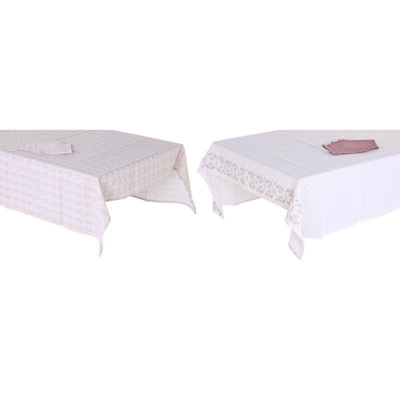 Nappe et serviettes de table DKD Home Decor Rose Blanc (150 x 150 x 0,5 cm) (2 Unités)