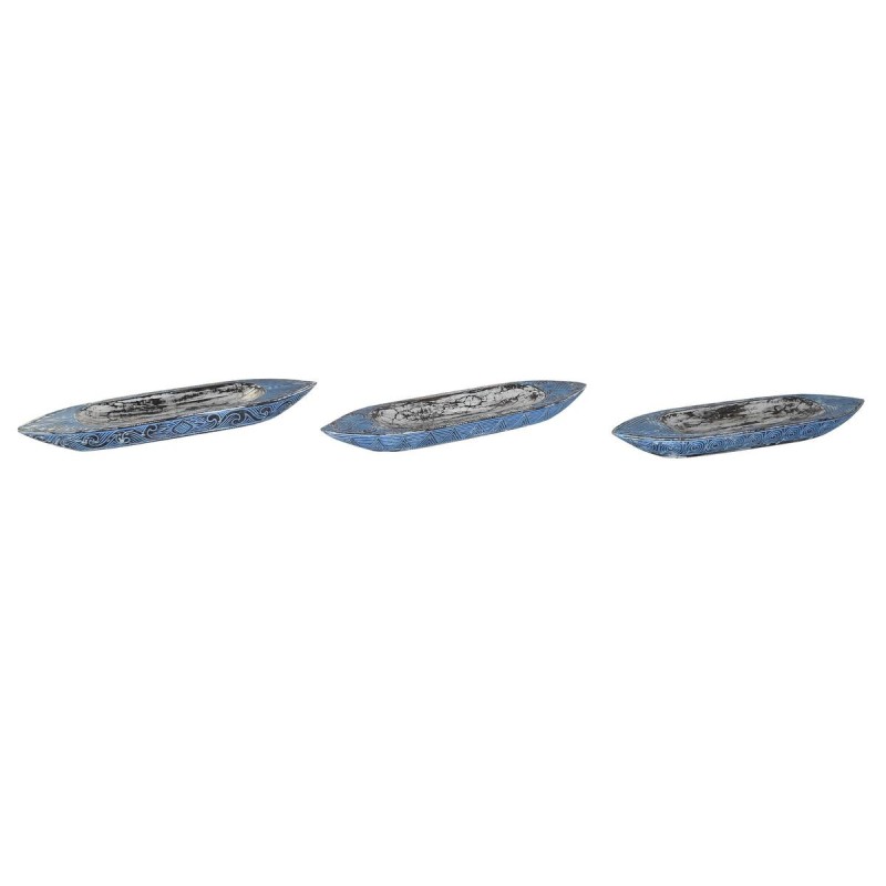 Centre de Table DKD Home Decor Bleu Blanc Blue marine méditerranéen (80 x 18,5 x 7 cm) (3 Unités) Centre de Table DKD Home Decor Bleu Blanc Blue marine méditerranéen (80 x 18,5 x 7 cm) (3 Unités)