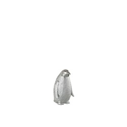 Pingouin en résine argent 9x9x16 cm
