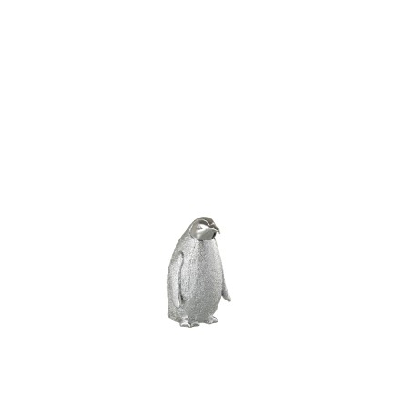 Pingouin en résine argent 9x9x16 cm