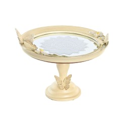 Centre de Table DKD Home Decor Miroir Beige Résine Papillons (24 x 22,6 x 18 cm)