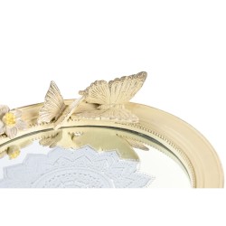 Centre de Table DKD Home Decor Miroir Beige Résine Papillons (24 x 22,6 x 18 cm)