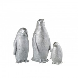 Pingüino de resina plateada de 13x15x32 cm