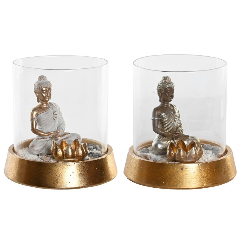 Figurine Décorative DKD Home Decor Verre Argenté Doré Résine Oriental (2 Unités) (16 x 16 x 18 cm) Figurine Décorative DKD Home Decor Verre Argenté Doré Résine Oriental (2 Unités) (16 x 16 x 18 cm)