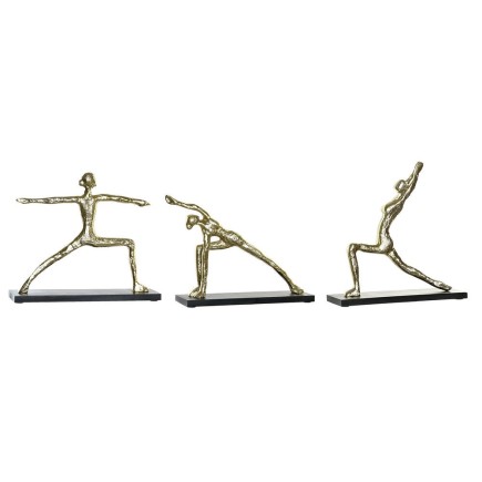 Figurine Décorative DKD Home Decor Aluminium Bois MDF Yoga (3 pcs) (33 x 10 x 35 cm) (35 x 10 x 33 cm) (33 x 10 x 28 cm)