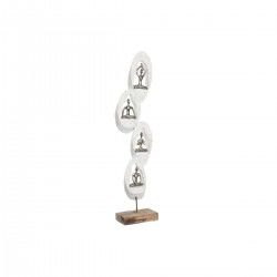 Figurine Décorative DKD Home Decor 18 x 9 x 69 cm Marron Aluminium Blanc Bois de manguier Yoga