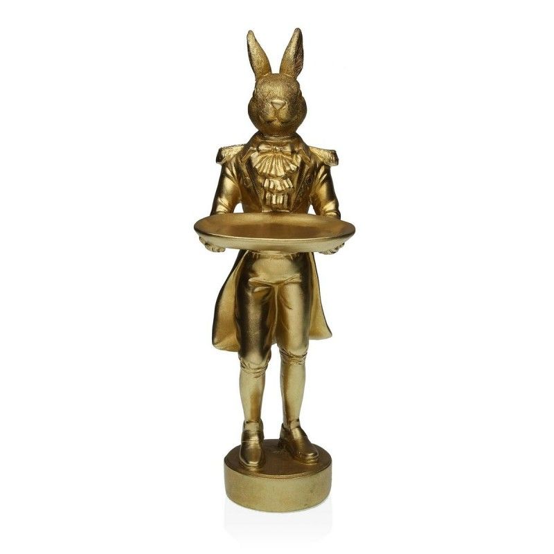 Figura Decorativa Versa Dorado Conejo 16 x 40 x 12 cm Resina