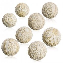 Balles Décoration Doré Blanc 10 x 10 x 10 cm (8 Unités)